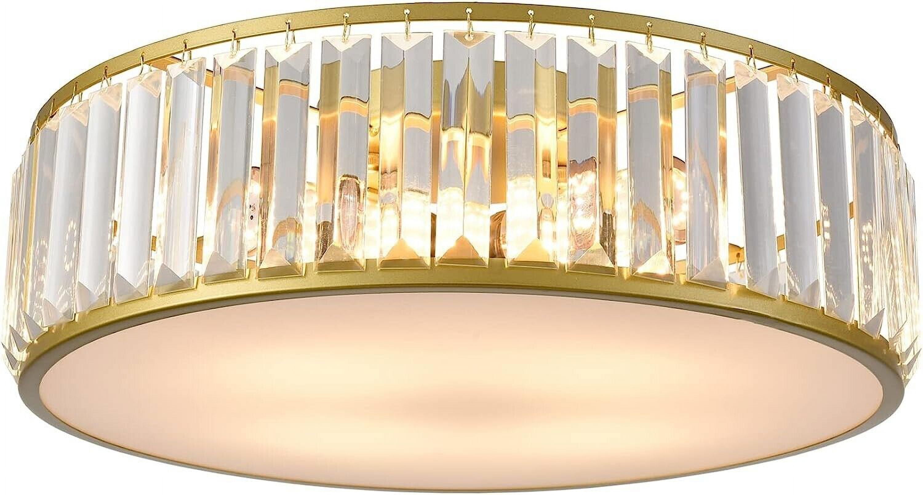 Modern Gold Crystal Drum Flush Mount Ceiling Light