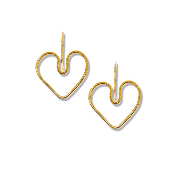 Gold Fluttering Heart Hook Earrings