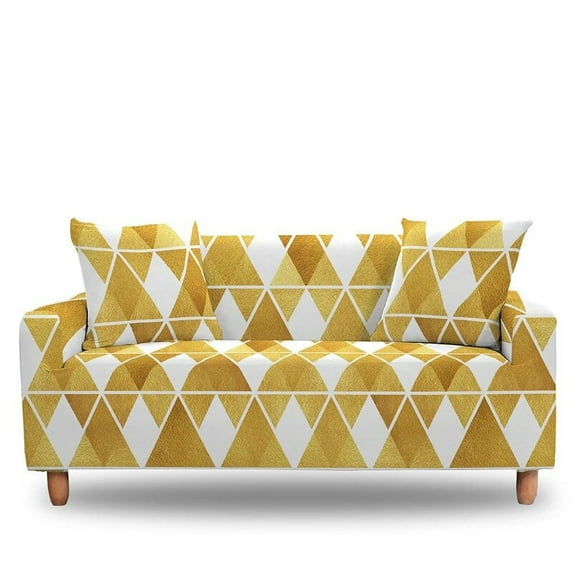 Gold Foil Abstract Geometric Stretch Sofa Cover For Living Room Dust-proof Elastic Loveseat Slipcover All-cover Couch Covers