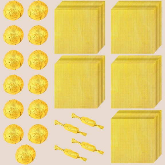 Gold Foil Candy Wrappers, Square Golden Chocolate Wrappers Aluminium Foil Wrapping Paper for DIY Candy Chocolate Packaging
