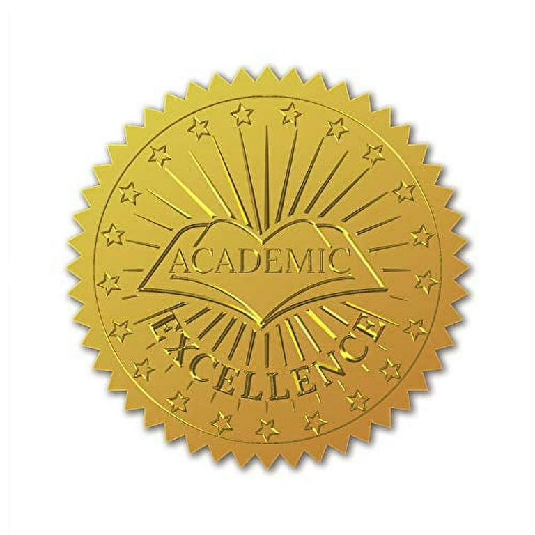 Gold Foil Certificate Seals Academic Excellence Self Adhesive Embossed  Seals Gold Stickers 100pcs Medal Decoration Labels for Envelopes Diplomas