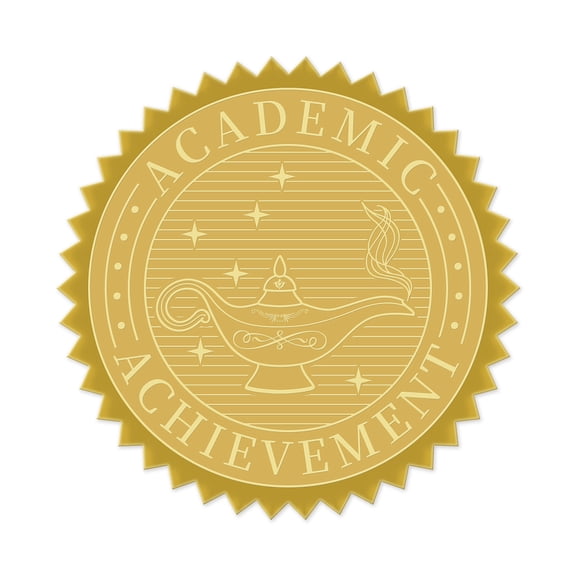 Gold Foil Certificate Seals Magic Lamp Self Adhesive Embossed Stickers 100pcs for Invitations Certification Graduation Notary Seals Corporate