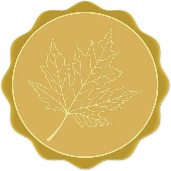 Gold Foil Certificate Seals Maple Leaf 2" Round Self Adhesive Embossed Stickers 100pcs for Invitations Certification Graduation Notary Seals Corporate Seals Monogram Emboss