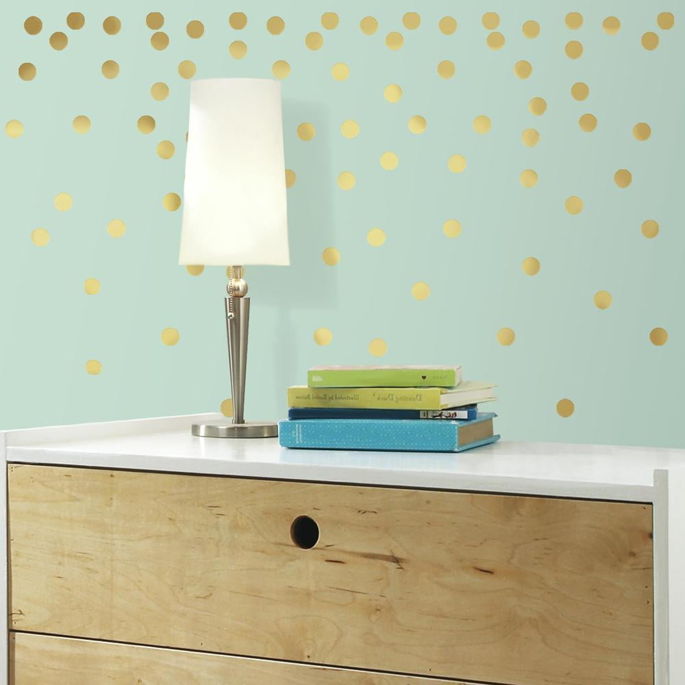 Gold Foil Confetti Dots Peel and Stick Wall Decals