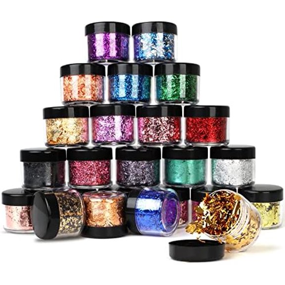 Gold Foil Flakes - 24 Color Metallic Gilding Flakes for Resin, Nails, Painting, Crafts