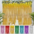 thumbnail image 1 of Gold Foil Fringe Curtains Party Decorations, Gold Tinsel Curtain Backdrop for Parties, Streamer Backdrop Curtains, Glitter Streamer Fringe Backdrop for Birthday Decoration,Blue,100x200cm, 1 of 8