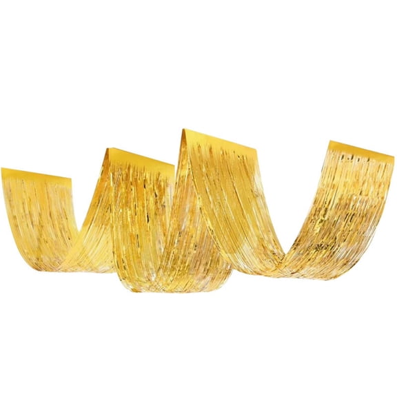 Gold Foil Fringe Garland Streamer, Shiny Hanging Banner for Wedding Birthday New Year Party Wall & Ceiling Decor