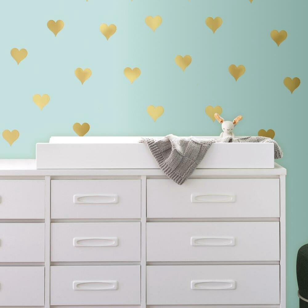 Gold Foil Hearts Peel and Stick Wall Decals - Walmart.com