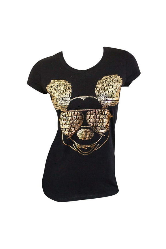 Gold Foil Ladies Black Tee Shirt