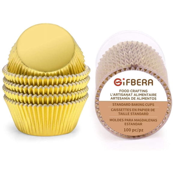 Gold Foil Muffin Cupcake Liners/Baking Cups Standard Size, 100-Count