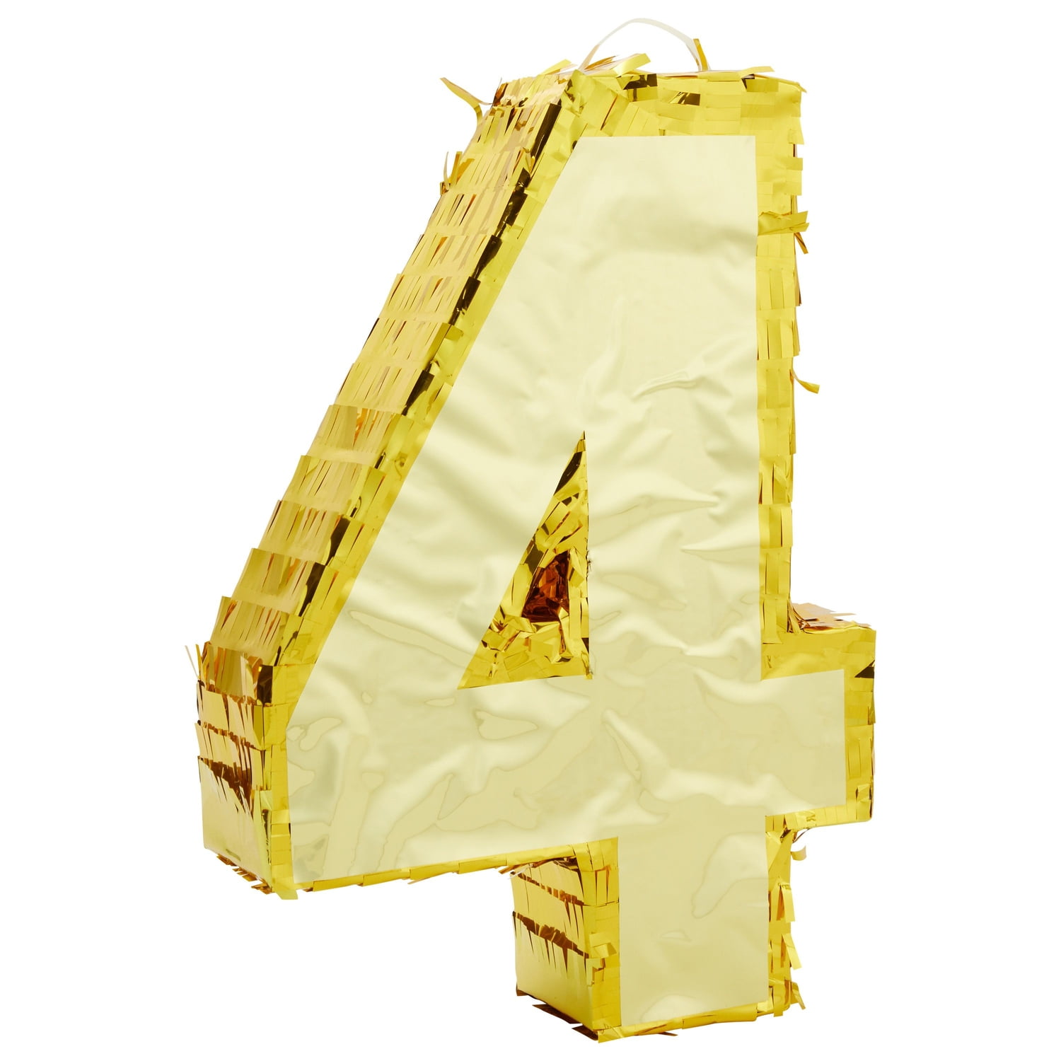 Gold Foil Number 4 Pinata for 4th Birthday Party Decorations, Centerpieces, Anniversary Celebrations (Small, 15.5 x 11 x 3 in)