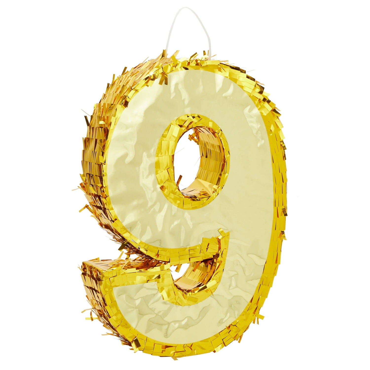 Gold Foil Number 9 Pinata for 9th Birthday Party Decorations, Centerpieces, Anniversary Celebrations (Small, 15.5 x 11 x 3 in)