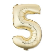 (6 pack) 16" Gold Foil Party Balloon Number 5, by Way to Celebrate