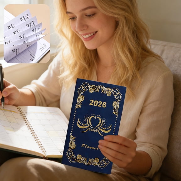 Gold Foil Planner Notebook 8 Colors, Suede Soft Cover Weekly Monthly Schedule Book