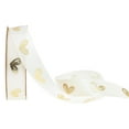 thumbnail image 1 of Gold Foil Printed Heart Ribbon, DIY Handmade Satin Ribbon for Gift Wrapping, Bouquets, Wreaths, and Holiday Decorations, 1 Roll, 1 of 5