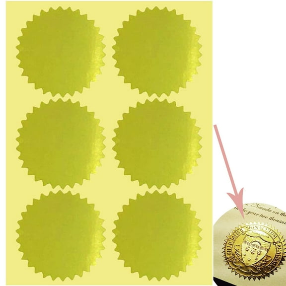 Gold Foil Serrated Self-Adhesive Labels 1.5inch Gold Embossing Seals Stickers for Certificate 180Pcs