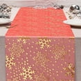 thumbnail image 1 of Gold Foil Snowflake Table Runner Nylon Material Festive Design For Christmas Holiday Gathering Dining Decor Measuring 108.26x11.02 Inches (Red), 1 of 6