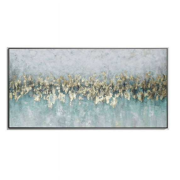 Gold Foil Teal Green 3D Texture Abstract Handmade Painting On Canvas Livingroom Bedroom Large Gold Wall Art New Home Art Decor