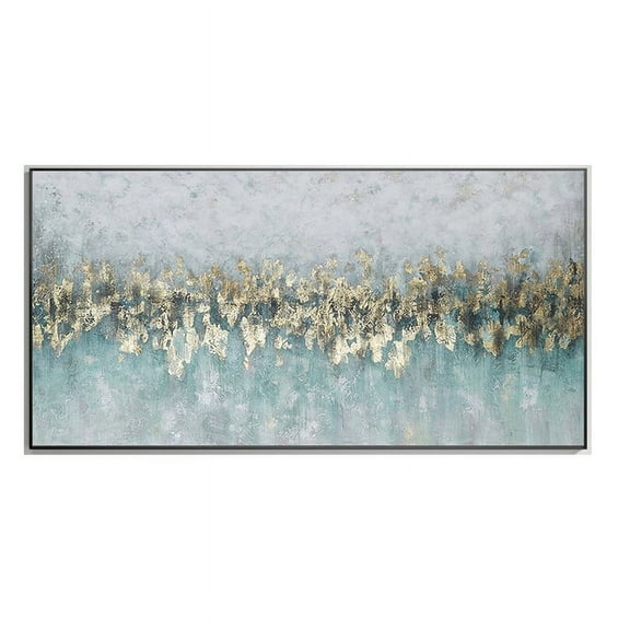 Gold Foil Teal Green 3D Texture Abstract Handmade Painting On Canvas Livingroom Bedroom Large Gold Wall Art New Home Art Decor