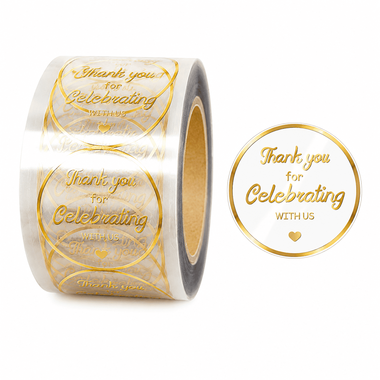 Hepihool, Gold Foil Thank You Stickers, 1.5inch, 500Pcs Roll - Walmart.com