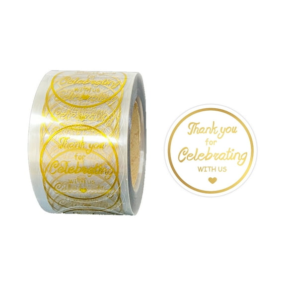 Gold Foil Thank You Stickers, 500Pcs 1.5inch Thank You for Celebrating,Clear Glitter Seal Stickers for Gift Wrap, Party Favors, Wedding, and Baby Shower