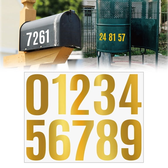 Gold Foil Vinyl Number Stickers 4 Inch for Mailbox Car Home, By Meiiso, Large Inventory!