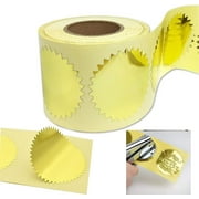 Gold Foil Wafer Seal Stickers Labels 2inch Serrated Edge Gold Color Coding Embossing Decals 500Pcs