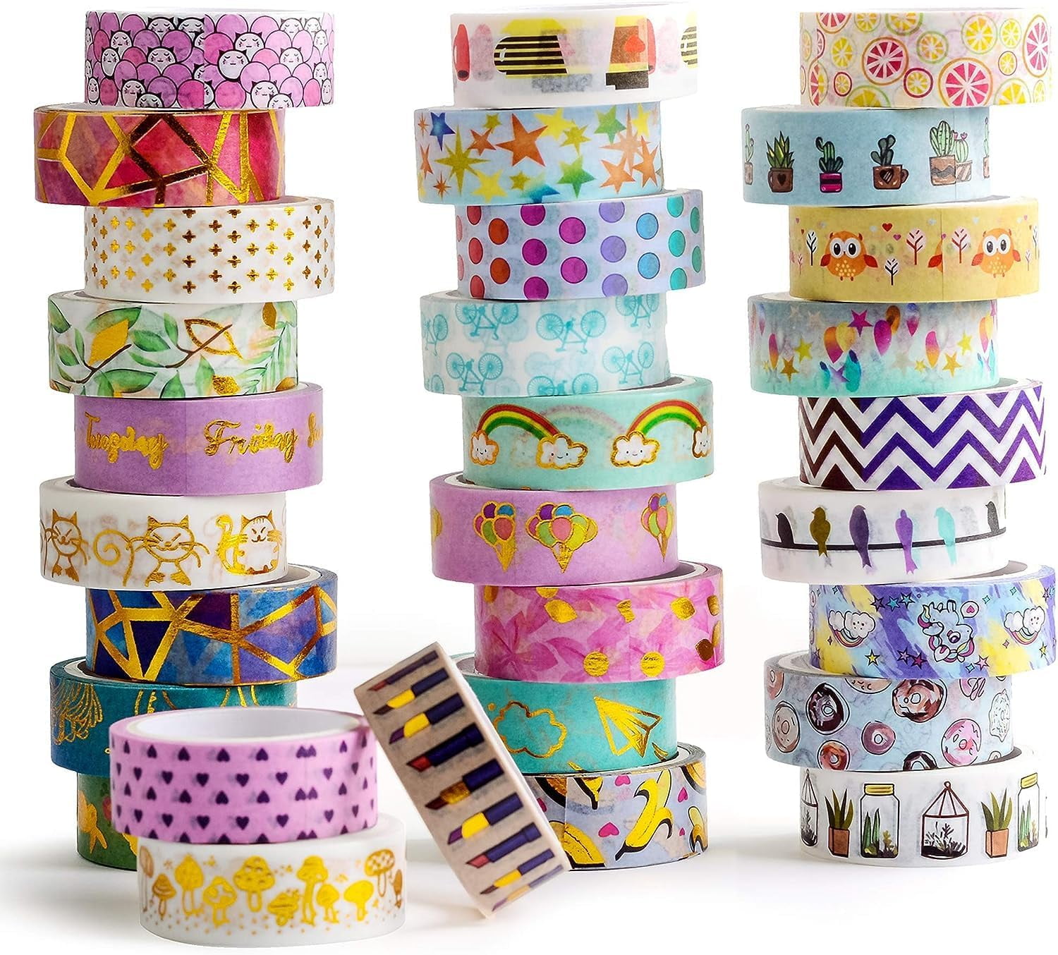 Gold Foil Washi Tape - Wide Masking Tape for Scrapbook, Bullet Journal, Planner, Arts & Crafts