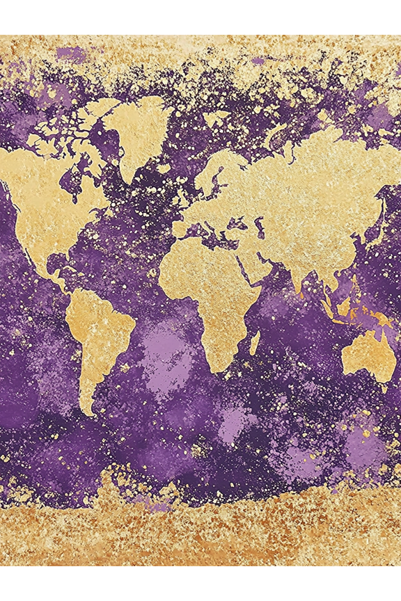 Gold Foil World Map Canvas Wall ArtPerfect for Living RoomBedroomOfficeHoteland Restaurant Decoration.