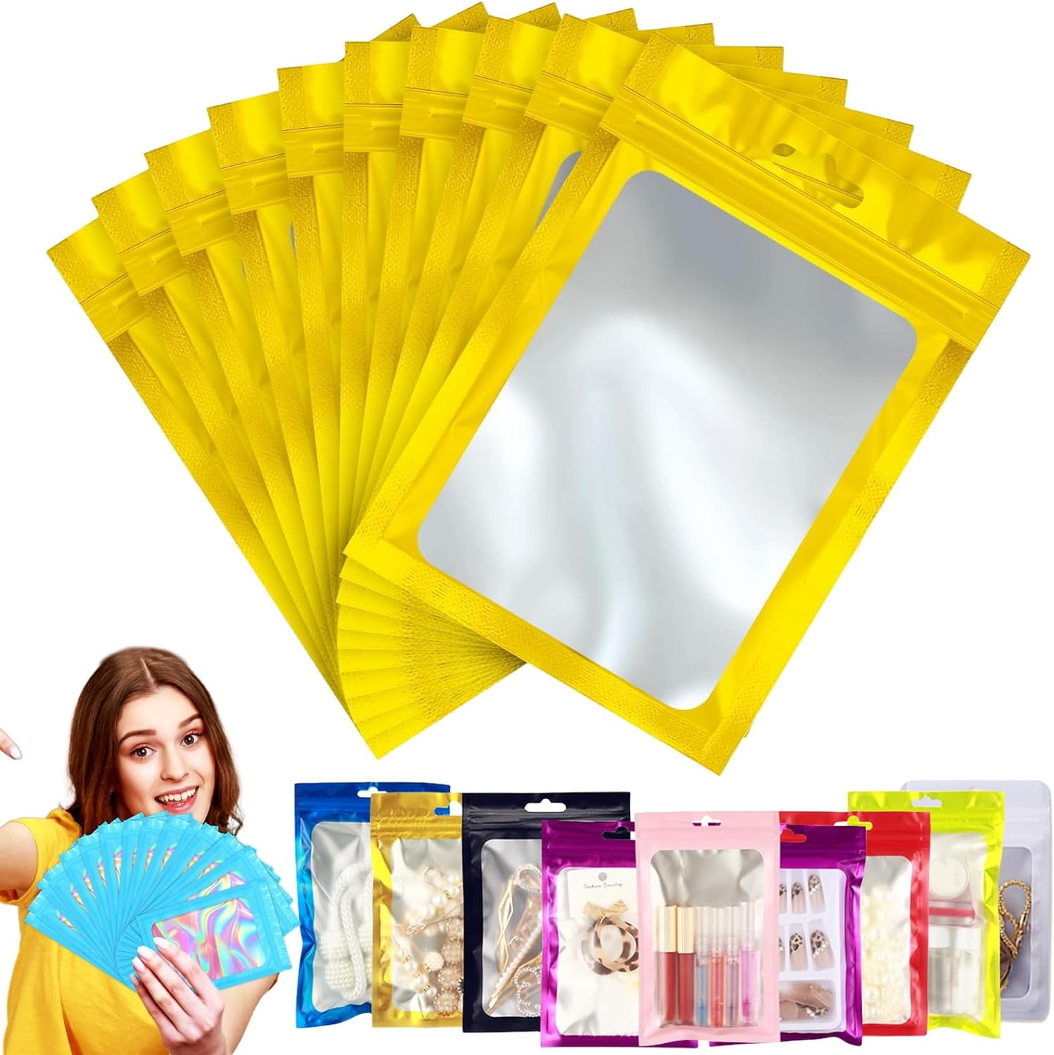 Gold Foil Ziplock Bags Small Smell Proof Bag Mylar Bags Holographic