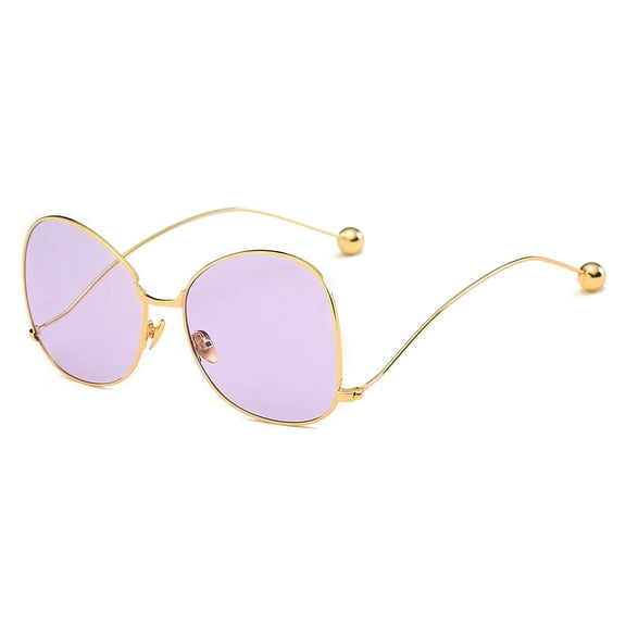 Gold Frame Butterfly Sunglasses, Purple Mirror Lens - UV400 Protection Fashion Eyewear for Women Vacation & Streetwear