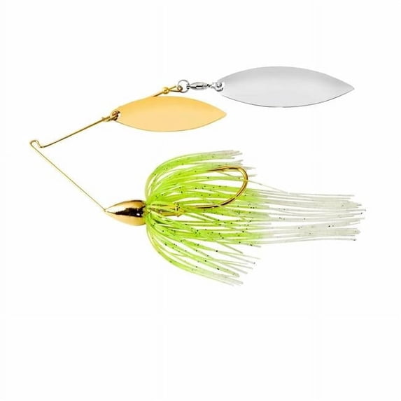 Gold Frame Double Willow Spinnerbait White & Chartreuse Fishing Lure