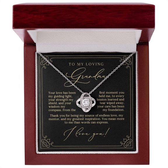 Gold Frame Endless Love Grandma Necklace Love Knot Necklace Luxury Box