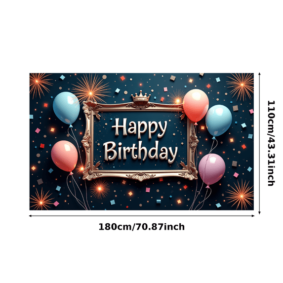 Gold Frame Happy Birthday Banner Decorative Balloons Party Prop for Birthday Celebration Event Decoration Kids Party