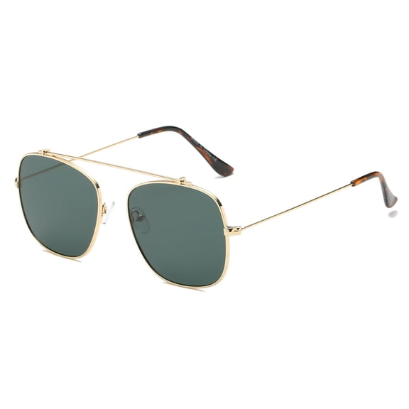 Gold Frame Pilot Sunglasses - Green Lens UV Protection Fashion Casual Eyewear