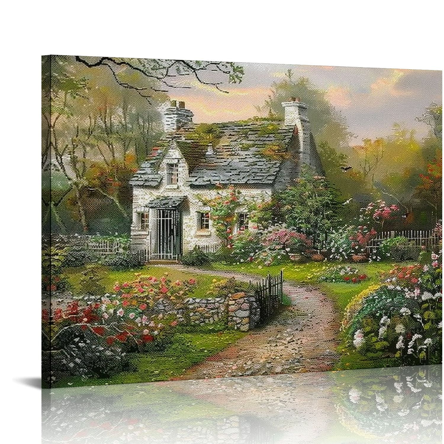 Gold Framed Vintage Wall Art Classical French Village Garden Painting  Canvas Print Bedroom Dining Room Farmhouse Wall Decor - Walmart.com, image size:1500x1500