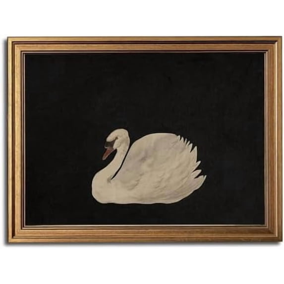 Gold Framed Wall Art Vintage Canvas Wall Art Grace Swan Rustic Animal Artwork Prints Picture for Living Room Bedroom Farmhouse Bathroom Office Decor, 16x24