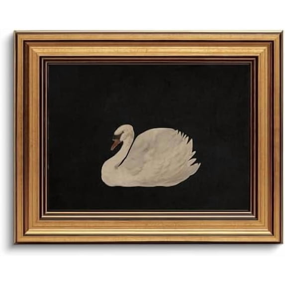 Gold Framed Wall Art Vintage Canvas Wall Art Grace Swan Rustic Animal Artwork Prints Picture for Living Room Bedroom Farmhouse Bathroom Office Decor, 8x10