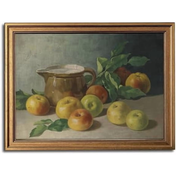 Gold Framed Wall Art Vintage Canvas Wall Art Harvest Apples Still Life Artwork Prints Picture for Living Room Bedroom Farmhouse Bathroom Office Decor, 16x24