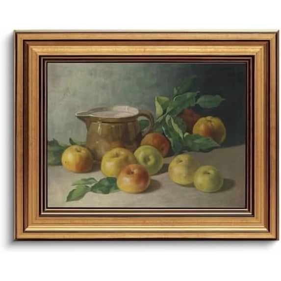 Gold Framed Wall Art Vintage Canvas Wall Art Harvest Apples Still Life Artwork Prints Picture for Living Room Bedroom Farmhouse Bathroom Office Decor, 8x10