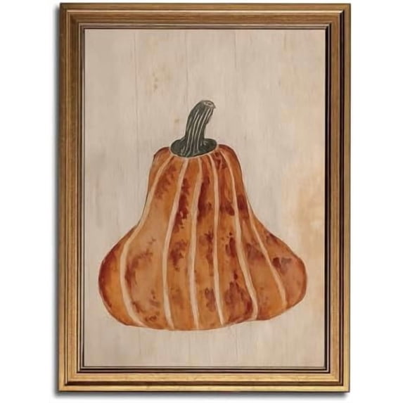 Gold Framed Wall Art Vintage Canvas Wall Art Japandi Pumpkin Fruits Artwork Prints Picture for Living Room Bedroom Farmhouse Bathroom Office Decor, 12x16