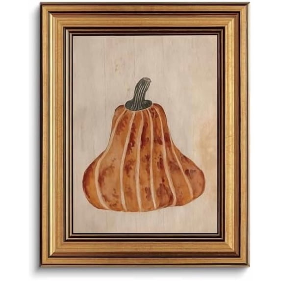 Gold Framed Wall Art Vintage Canvas Wall Art Japandi Pumpkin Fruits Artwork Prints Picture for Living Room Bedroom Farmhouse Bathroom Office Decor, 8x10