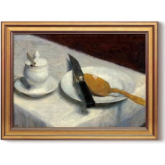 Gold Framed Wall Art Vintage Canvas Wall Art Before Meals Still Life Artwork Prints Picture for Living Room Bedroom Farmhouse Bathroom Office Decor, 16x24
