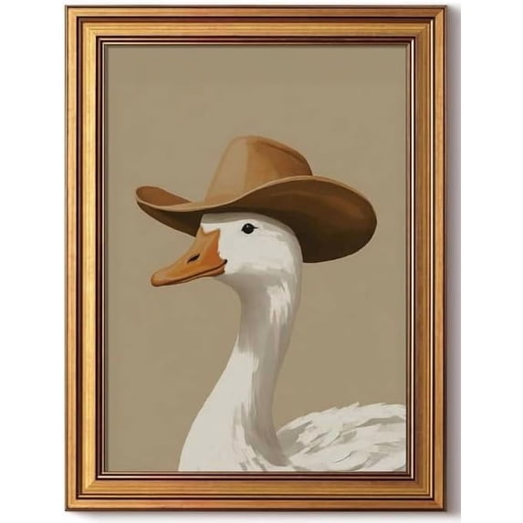 Gold Framed Wall Art Vintage Canvas Wall Art Trendy Cowboy Duck Modern Maximalist Artwork Prints Picture for Living Room Bedroom Farmhouse Bathroom Office Decor, 12x16