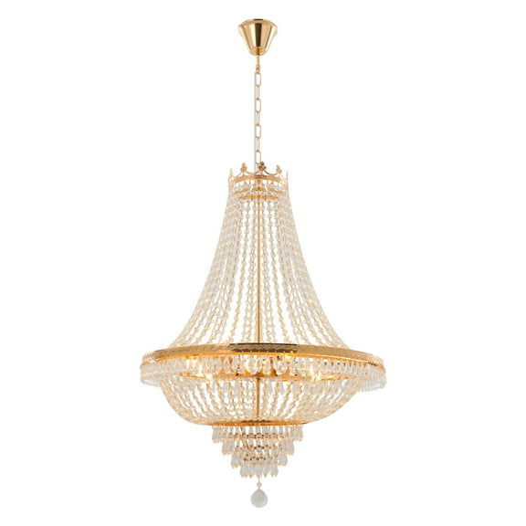 Gold French Empire Luxury Crystal Chandelier, Modern LED Hanging Ceiling Light Fixture, Decorative Pendant Lamp for Living Room, Bedroom & Entry Foyer