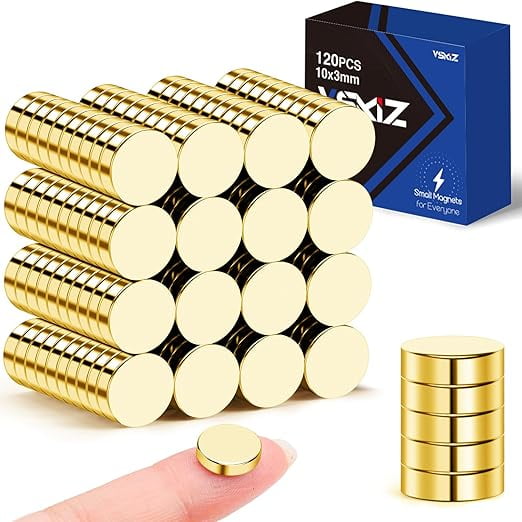 Gold Fridge Magnets 120 Pcs, 10x3mm Small Rare Earth Magnets Tiny ...