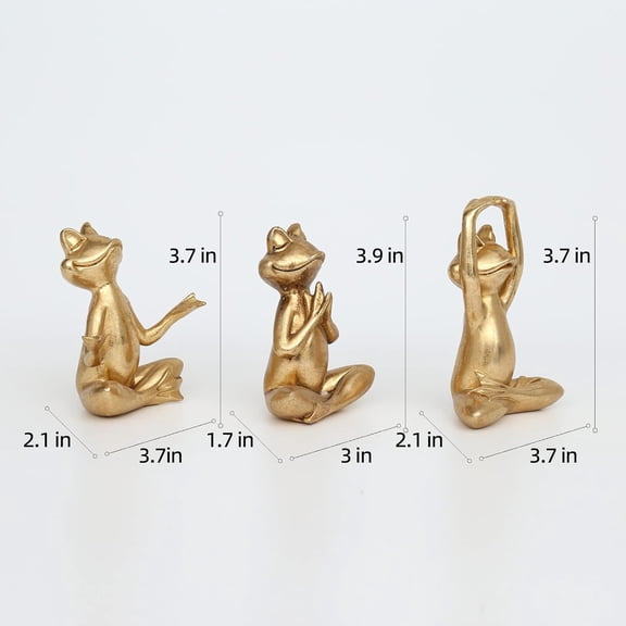 Gold Frog Figurines Yoga Decor 3.7In Set of 3 Frog Yoga Statues for Modern Living Room Desk Table Home Office Bookshelf Shelves Sculptures Decor,Gifts for Mom Women