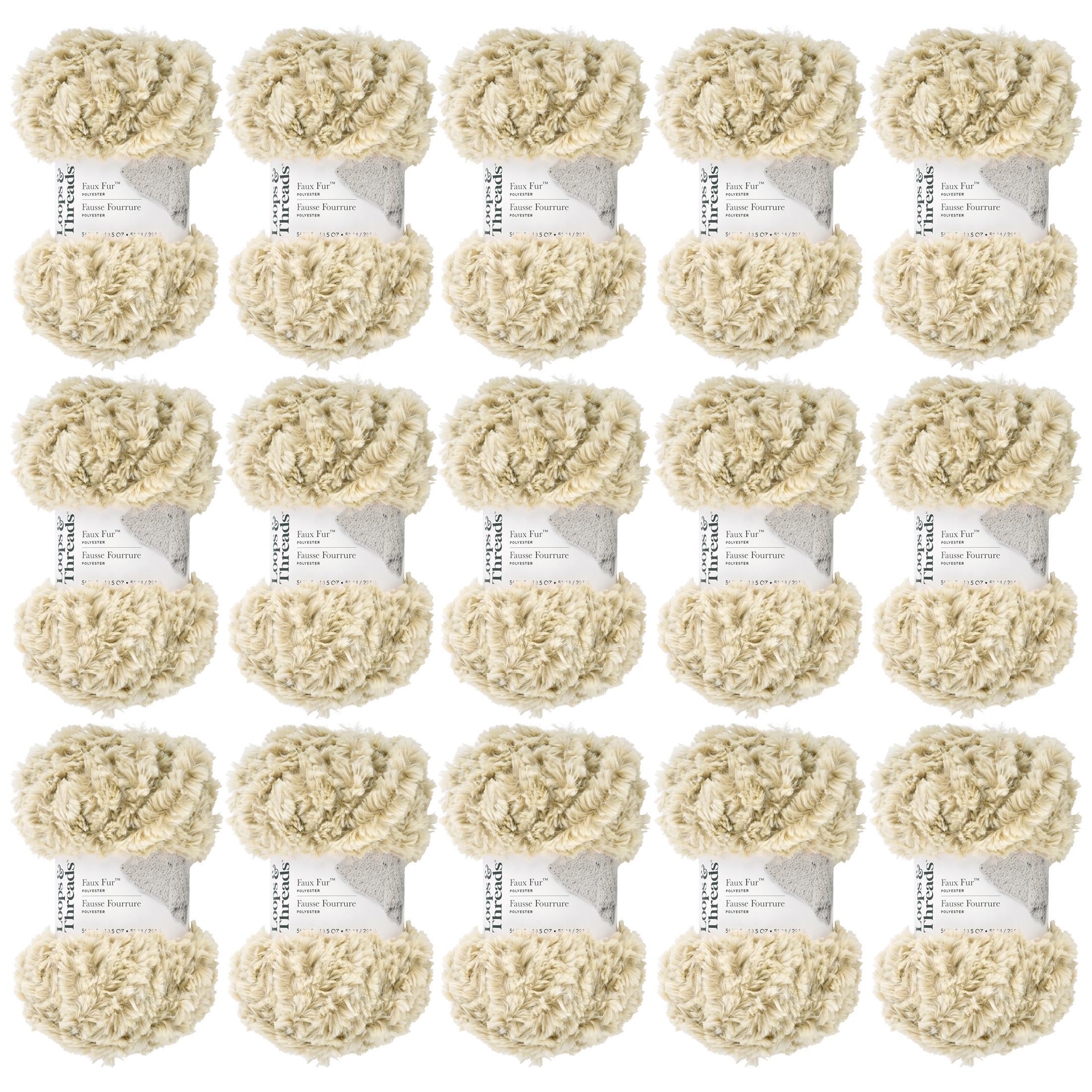 Loops & Threads Gold Frost Faux Fur Yarn - Super Bulky Yarn for Knitting, Crochet, Weaving, Arts & Crafts, 15 Pack