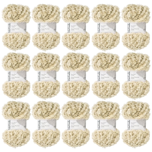 Loops & Threads Gold Frost Faux Fur Yarn - Super Bulky Yarn for Knitting, Crochet, Weaving, Arts & Crafts, 15 Pack