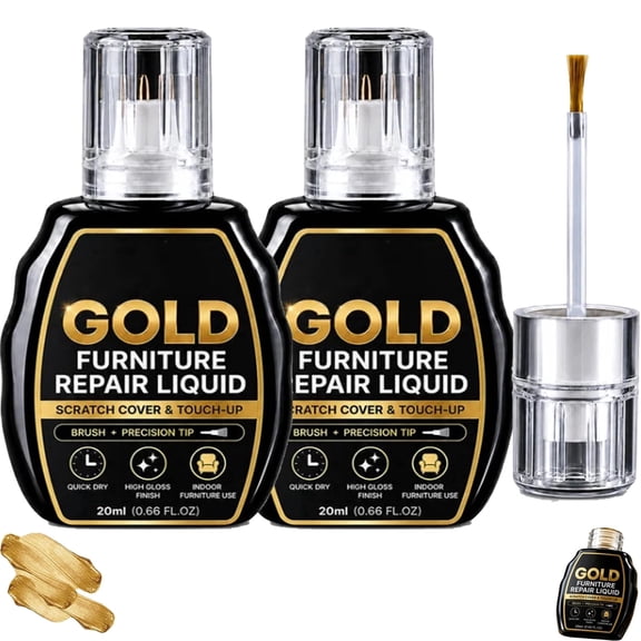 Gold Furniture Repair Paint, 0.68 Fl Oz, High Gloss Metallic Gold Paint, For Cabinets, Frames, Wood & Metal Restorer